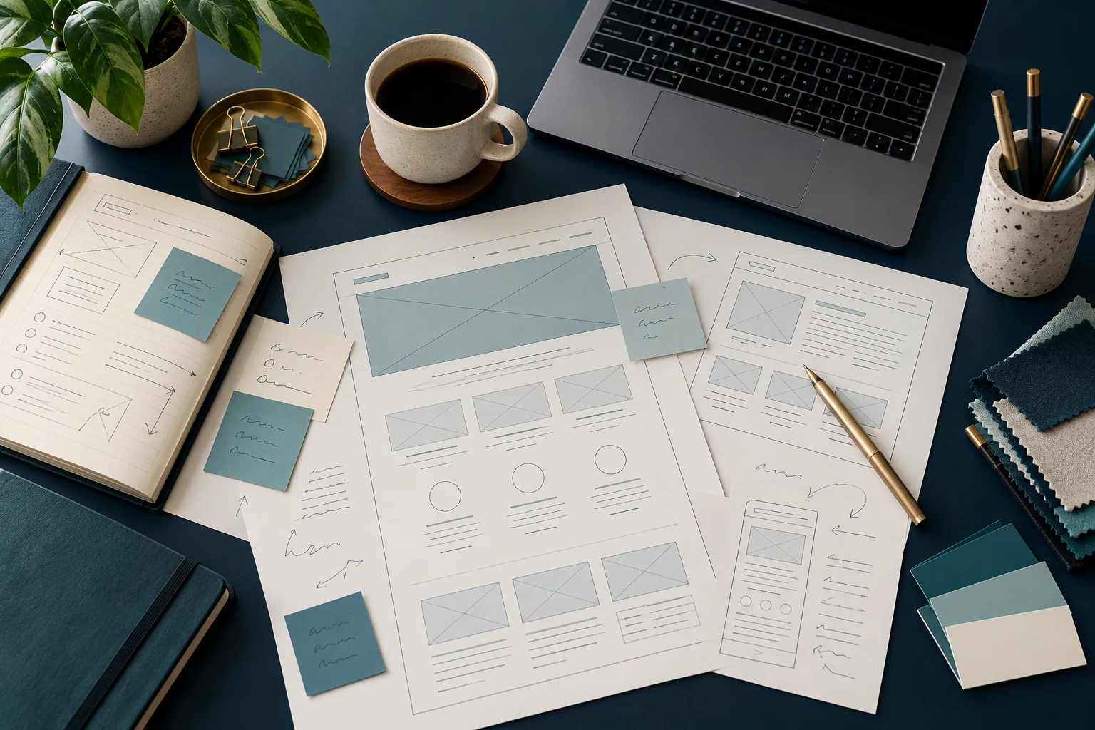 Prepare a clear website brief — illustrative website project scene