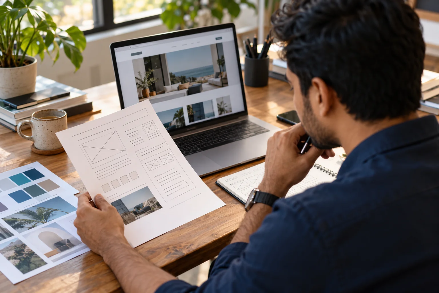 Illustrative business website planning scene
