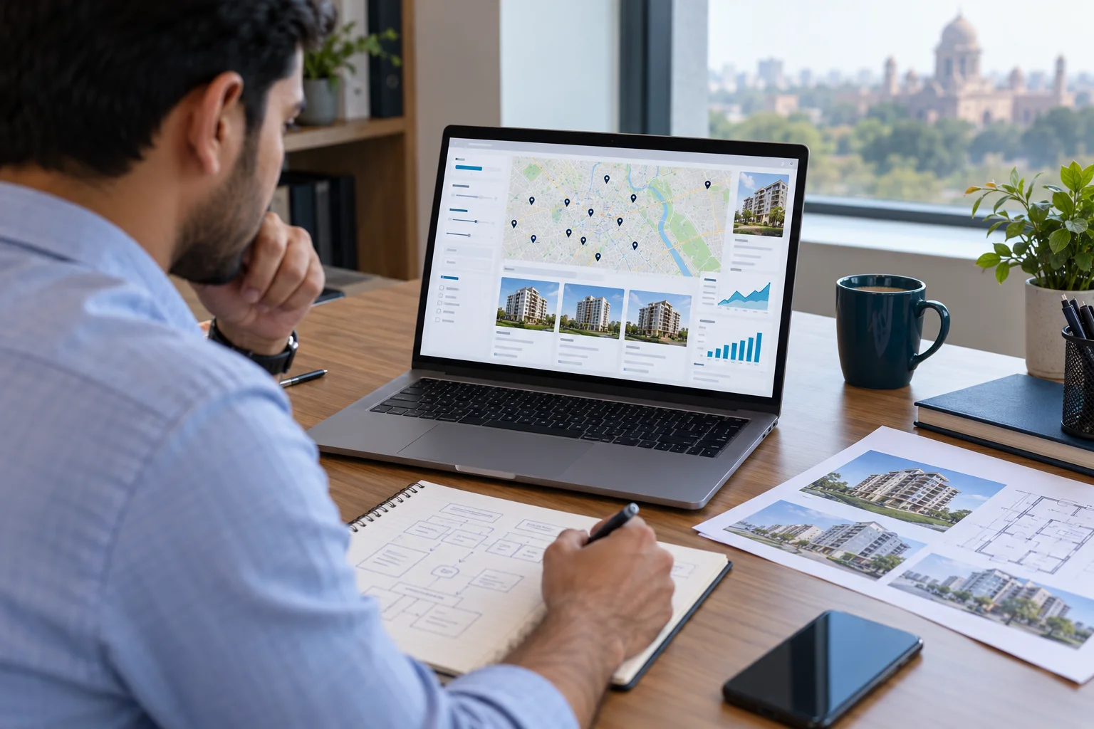 Present properties with useful facts and clear contact options — real estate portal project planning