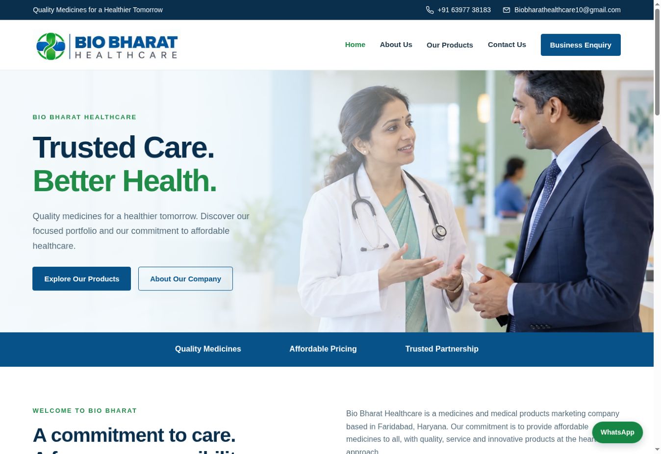 Bio Bharat Healthcare homepage screenshot