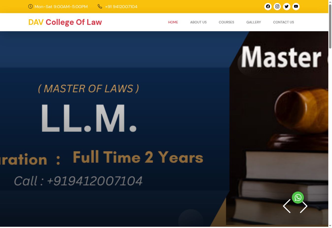 DAV College of Law homepage screenshot