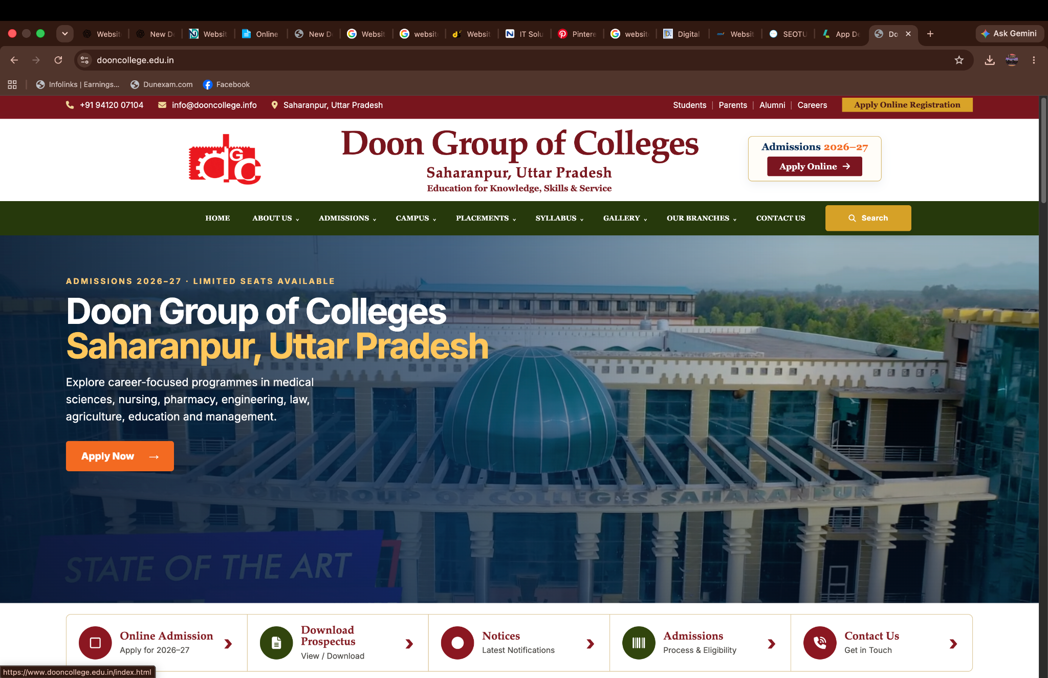 Doon Group of Colleges homepage screenshot