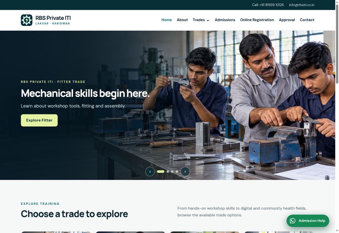 RBS Private ITI homepage screenshot