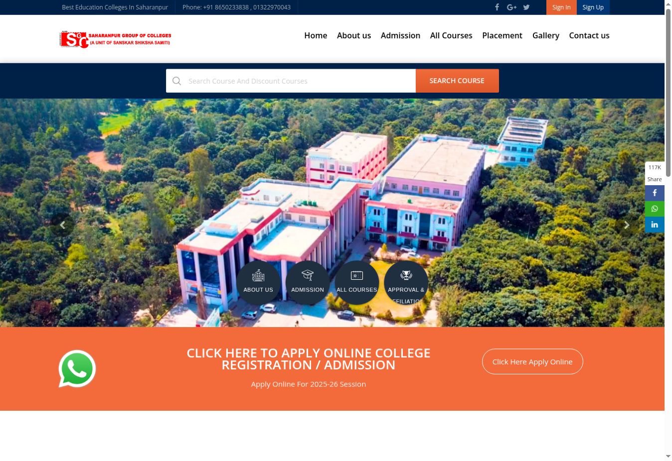 Saharanpur Group of Colleges homepage screenshot