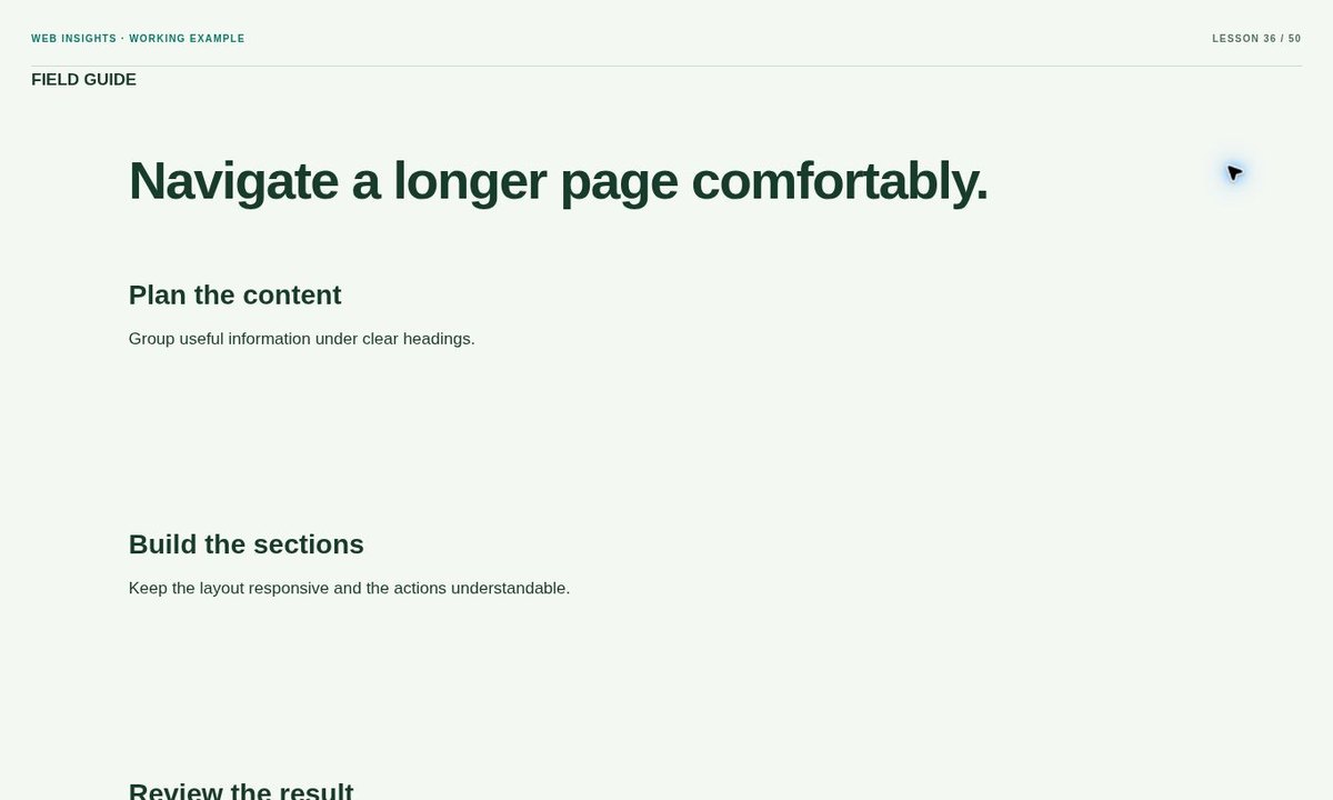 Example preview: How to Add a Back-to-Top Link without JavaScript
