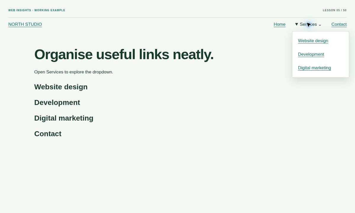 Original browser preview for How to Make a Website Dropdown Menu without a Library