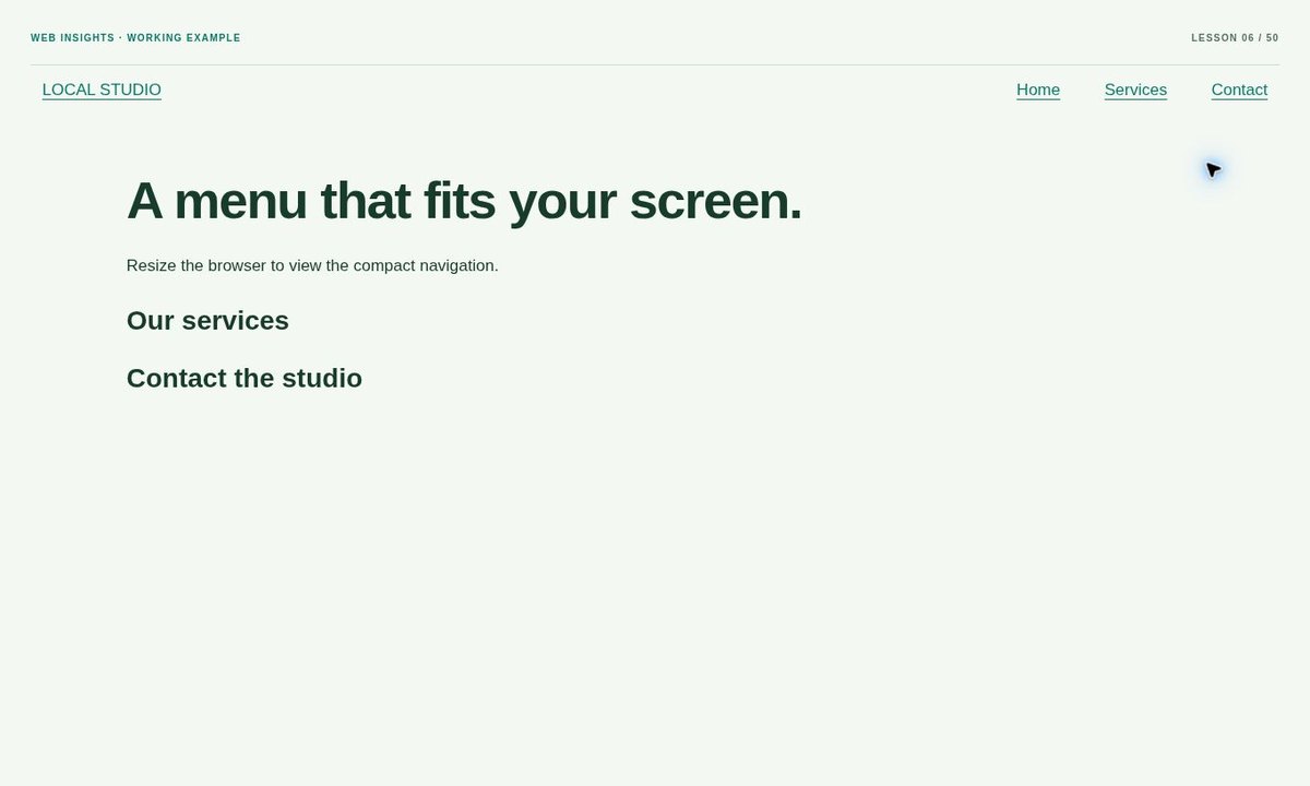 Example preview: How to Make a Responsive Mobile Hamburger Menu