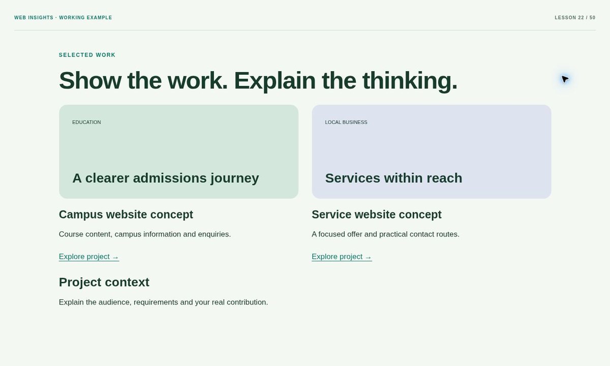 Example preview: How to Make a Portfolio Page with Project Cards