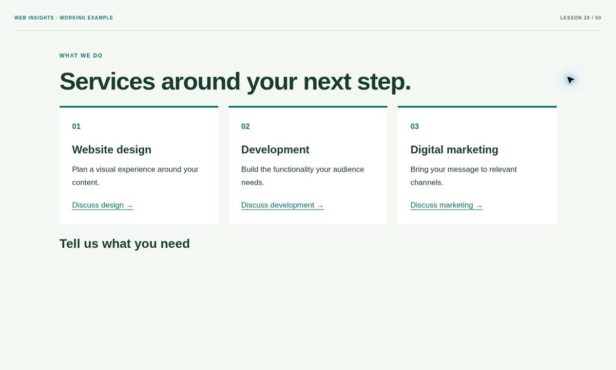 Original browser preview for How to Make a Website Services Section with HTML and CSS