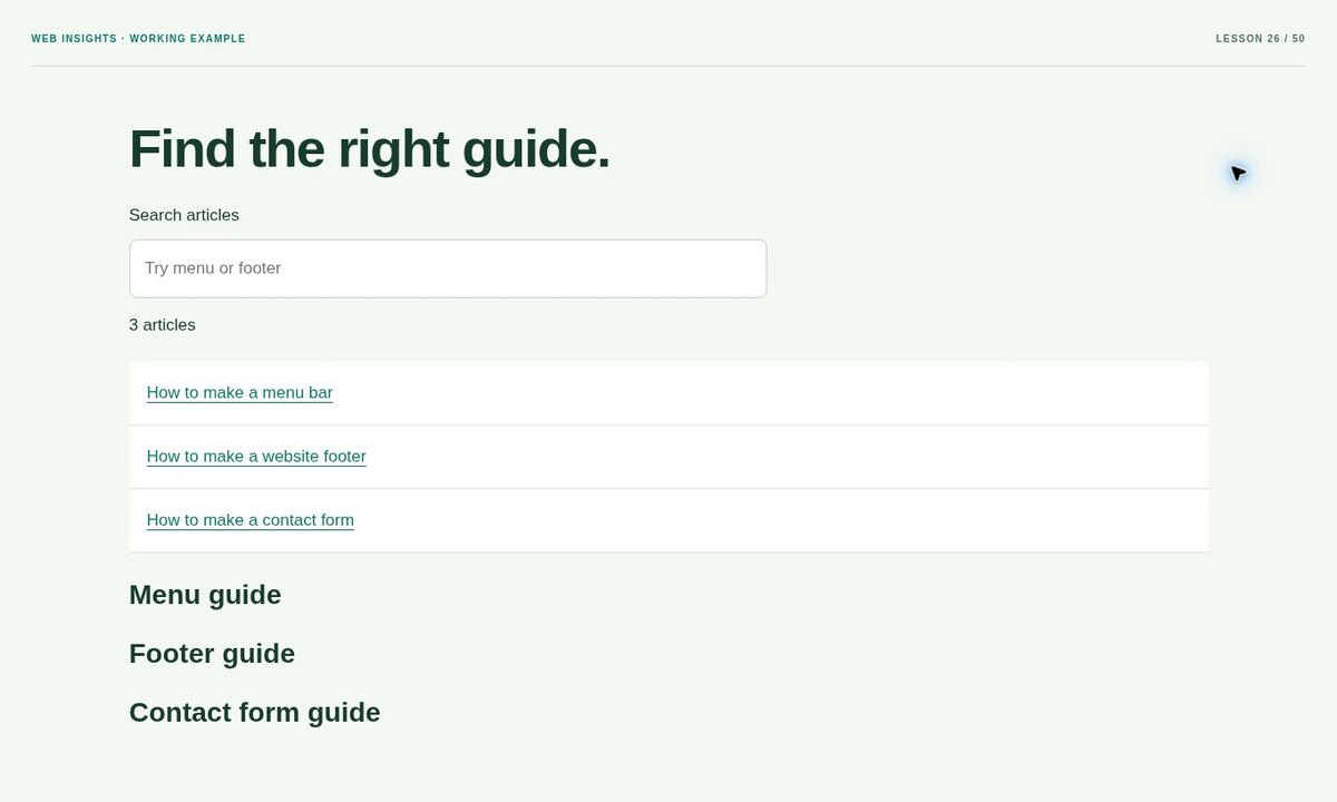 Example preview: How to Make a Search Box for Static Website Articles