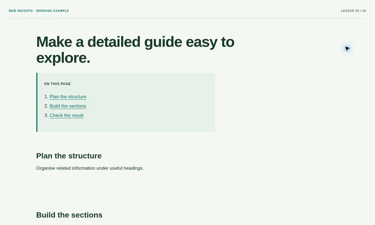 Example preview: How to Make an Article Table of Contents with Anchor Links