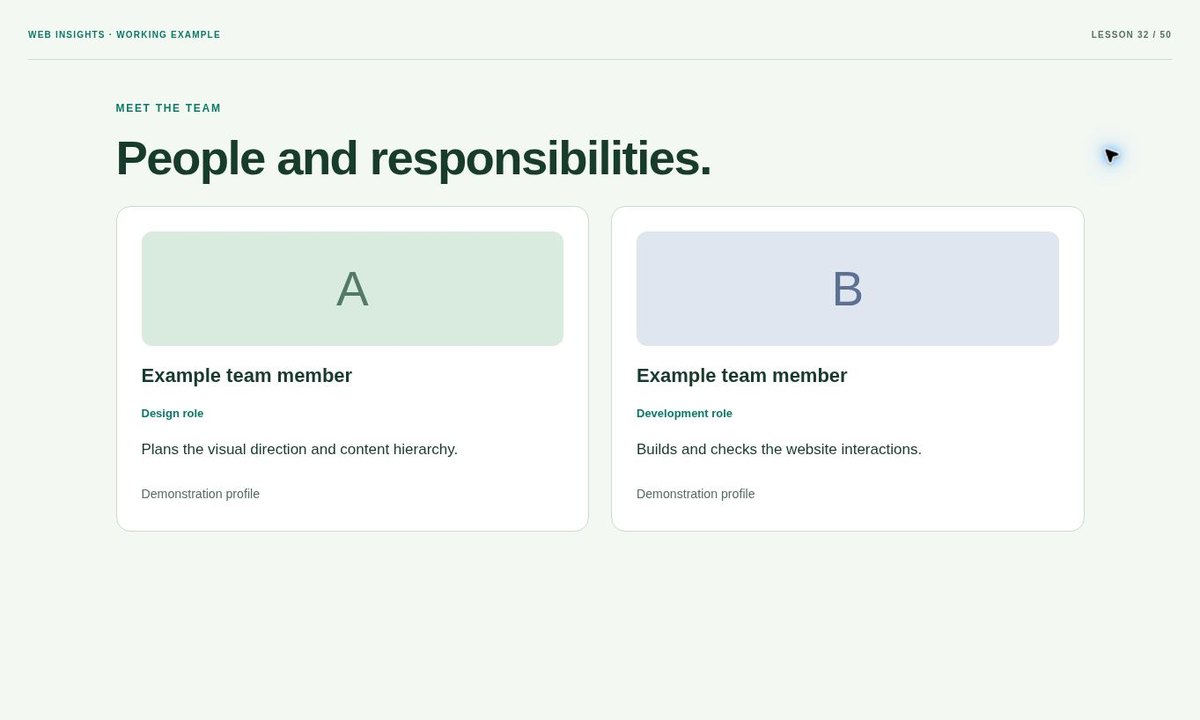 Original browser preview for How to Make a Website Team Section with Profile Cards