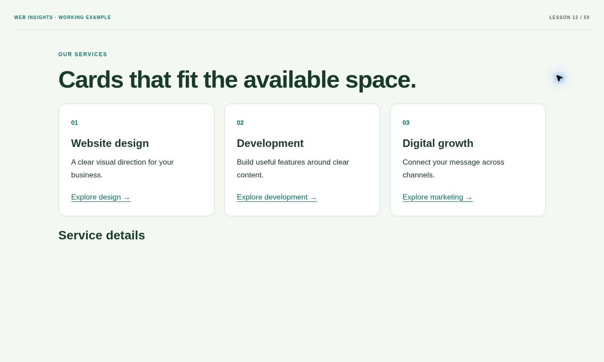 Example preview: How to Make Responsive Website Cards with CSS Grid
