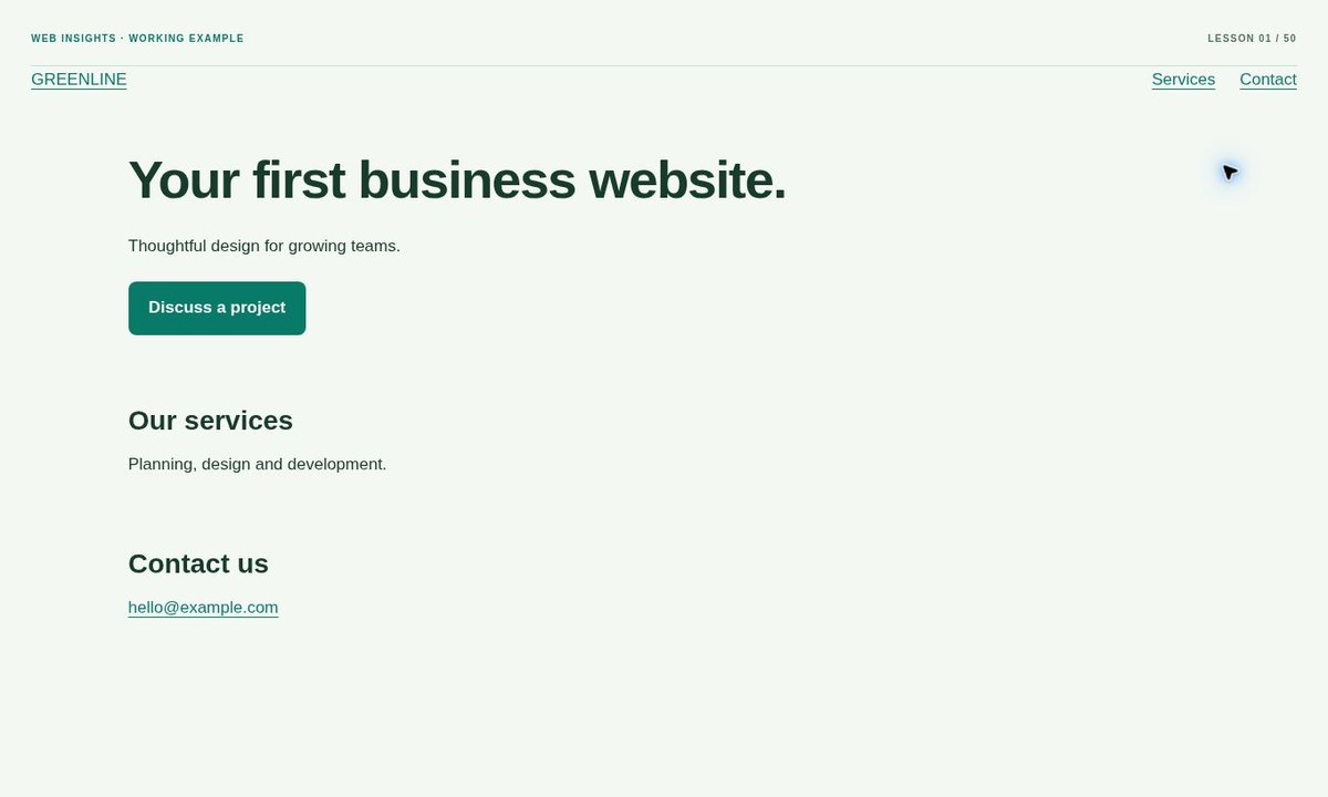 Example preview: How to Make Your First Website Page with HTML and CSS